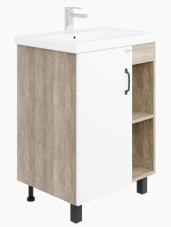 Напольная тумба под раковину Onika Тимбер 106115 60см белый матовый/дуб сонома